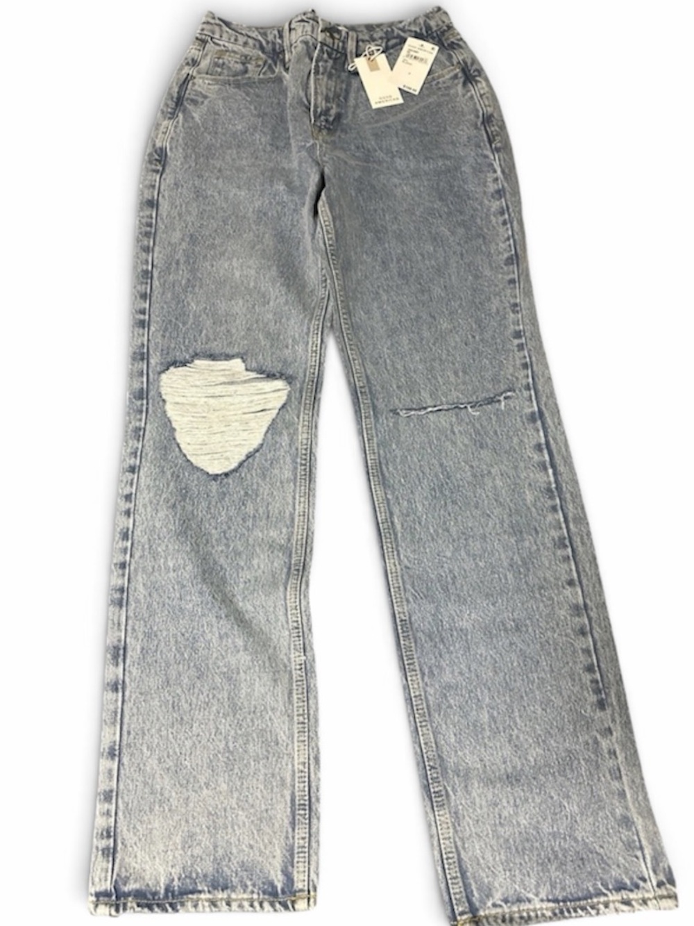 Good American Blue High-Rise Straight Jeans